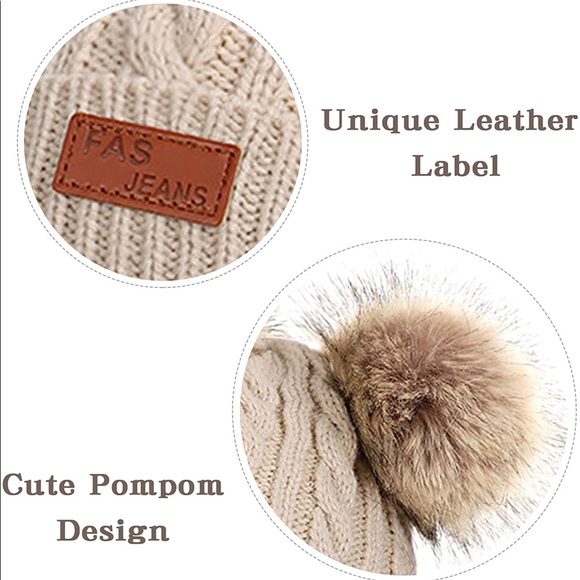 Winter Girls & Boys Warm Hat Set; Toddler Pom-pom Hat Set - Picture 5 of 5